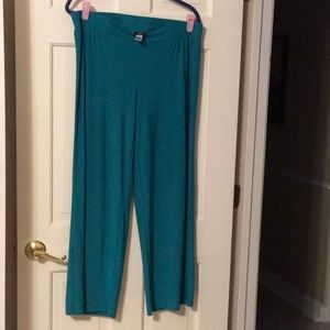 EUC,IMAN,PALAZZO PANT, Teal ,1X SHORT 29”inseam FLATFRONT,GATHERED WAIST